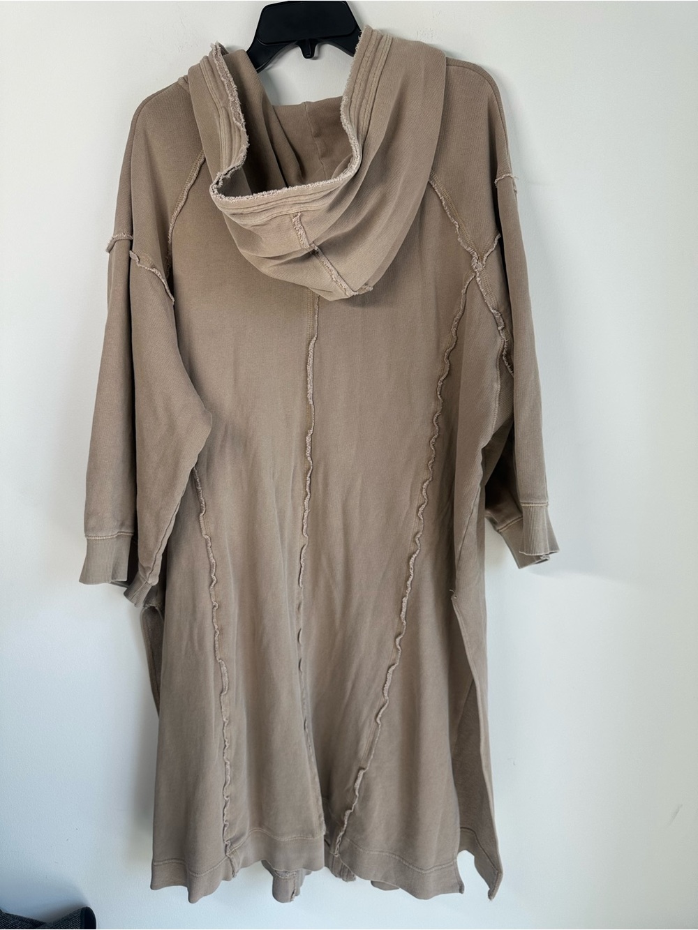 Free People Taupe Oversized Longline Zip Up Hoodie Duster, Size Small - Picture 2 of 4